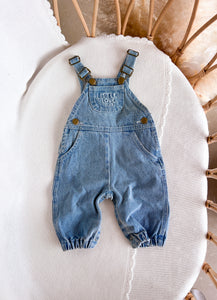 'Little Love Club' Vintage Blue Denim Overalls