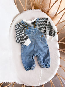 'Little Love Club' Vintage Blue Denim Overalls
