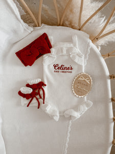 Personalised 'First Christmas' Singlet Frill Knit Romper