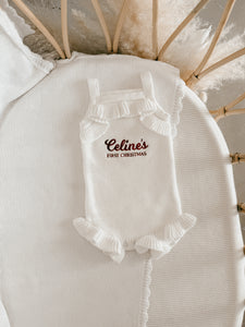 Personalised 'First Christmas' Singlet Frill Knit Romper