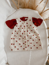 Load image into Gallery viewer, Pinafore Corduroy Dress - Red Bow (PRE-ORDER EST. DISPATCH OCTOBER)