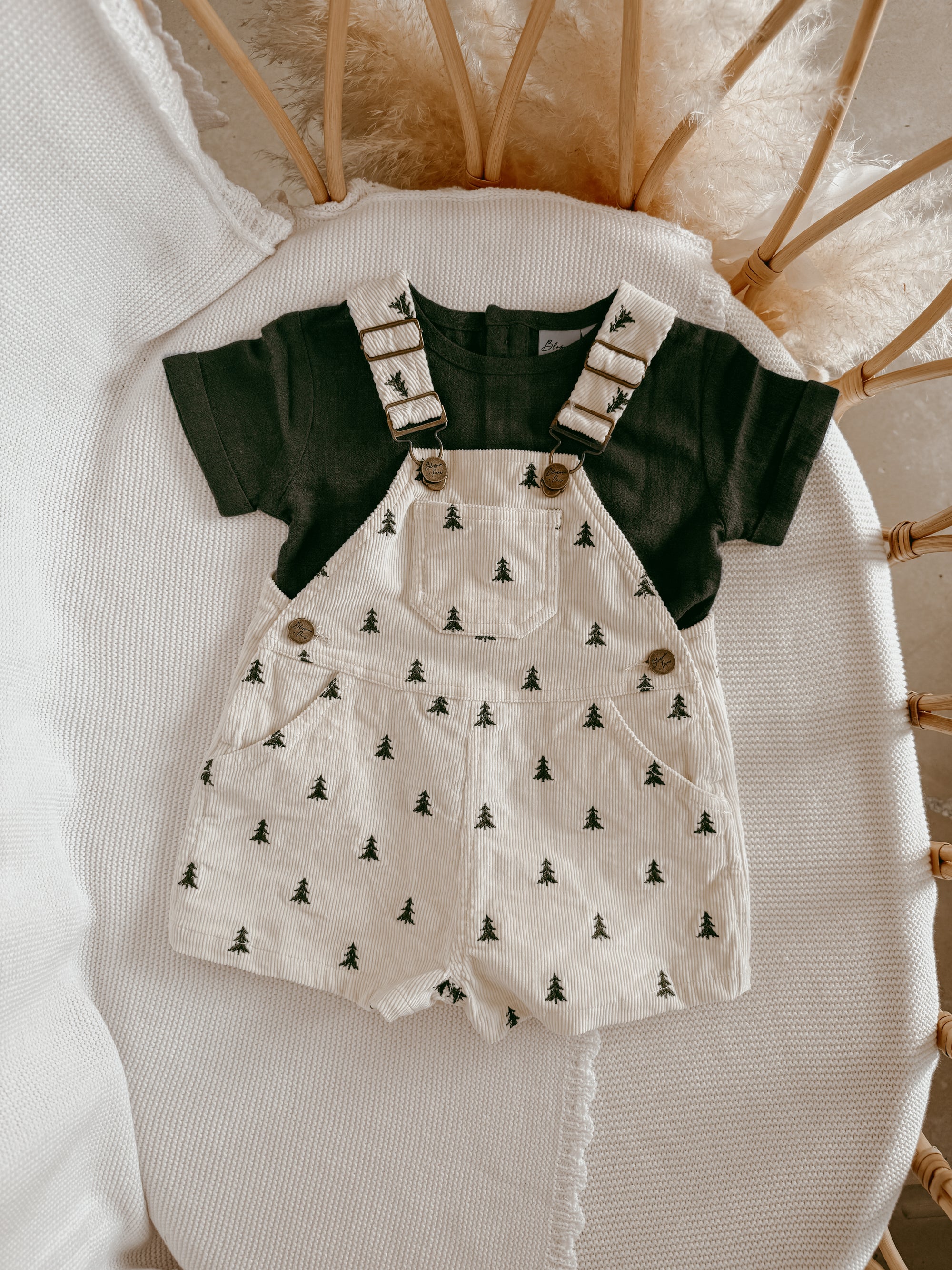 Corduroy Shortalls - Christmas Tree