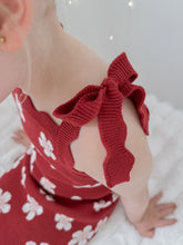 Load image into Gallery viewer, Red Posy Shoulder Tie Knit Dress