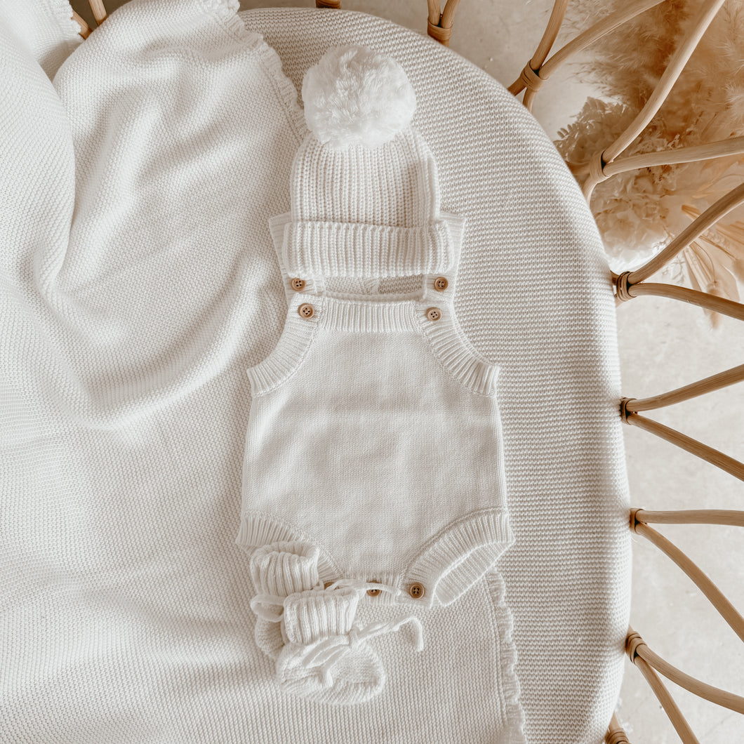 Milk Singlet Romper & Beanie Bundle