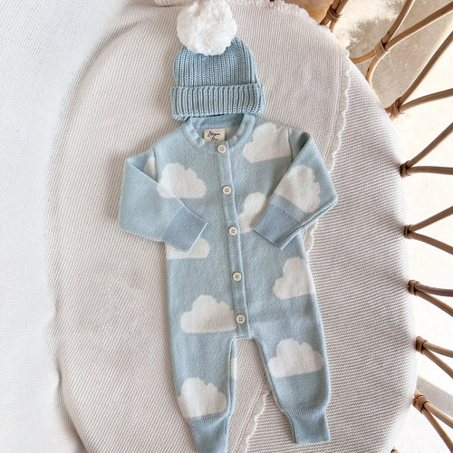 Little Dreamer Long Sleeve Knit Romper & Beanie Bundle