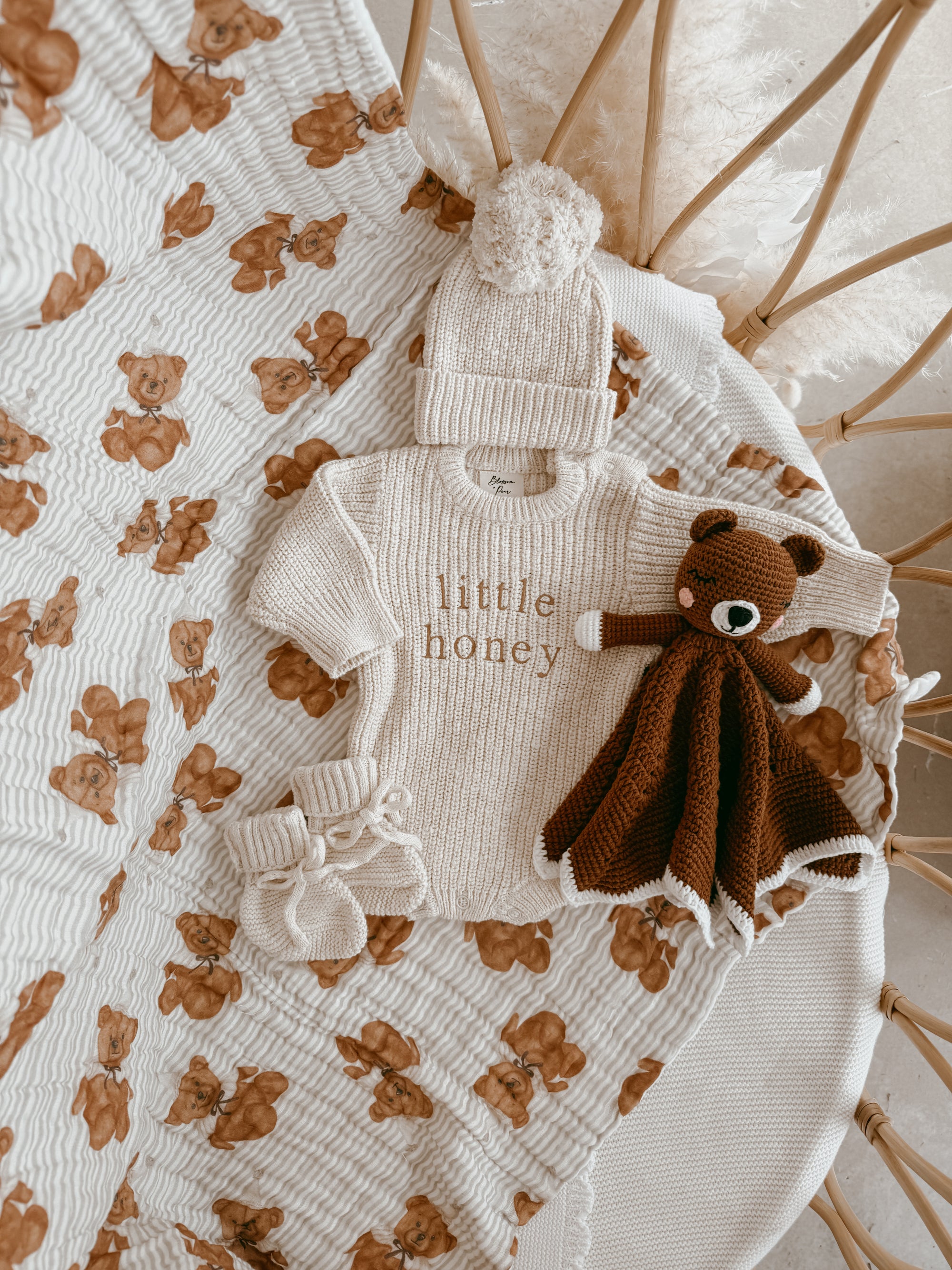 Heritage Muslin Blanket - Bébé Bear