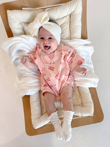 'Brunch Club' Slouch Romper - Pink & Red