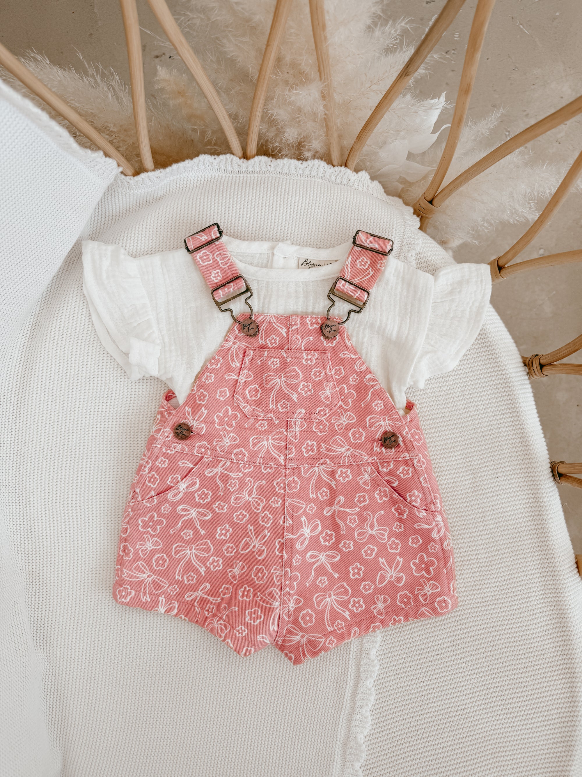 Blooming Bow Denim Shortalls
