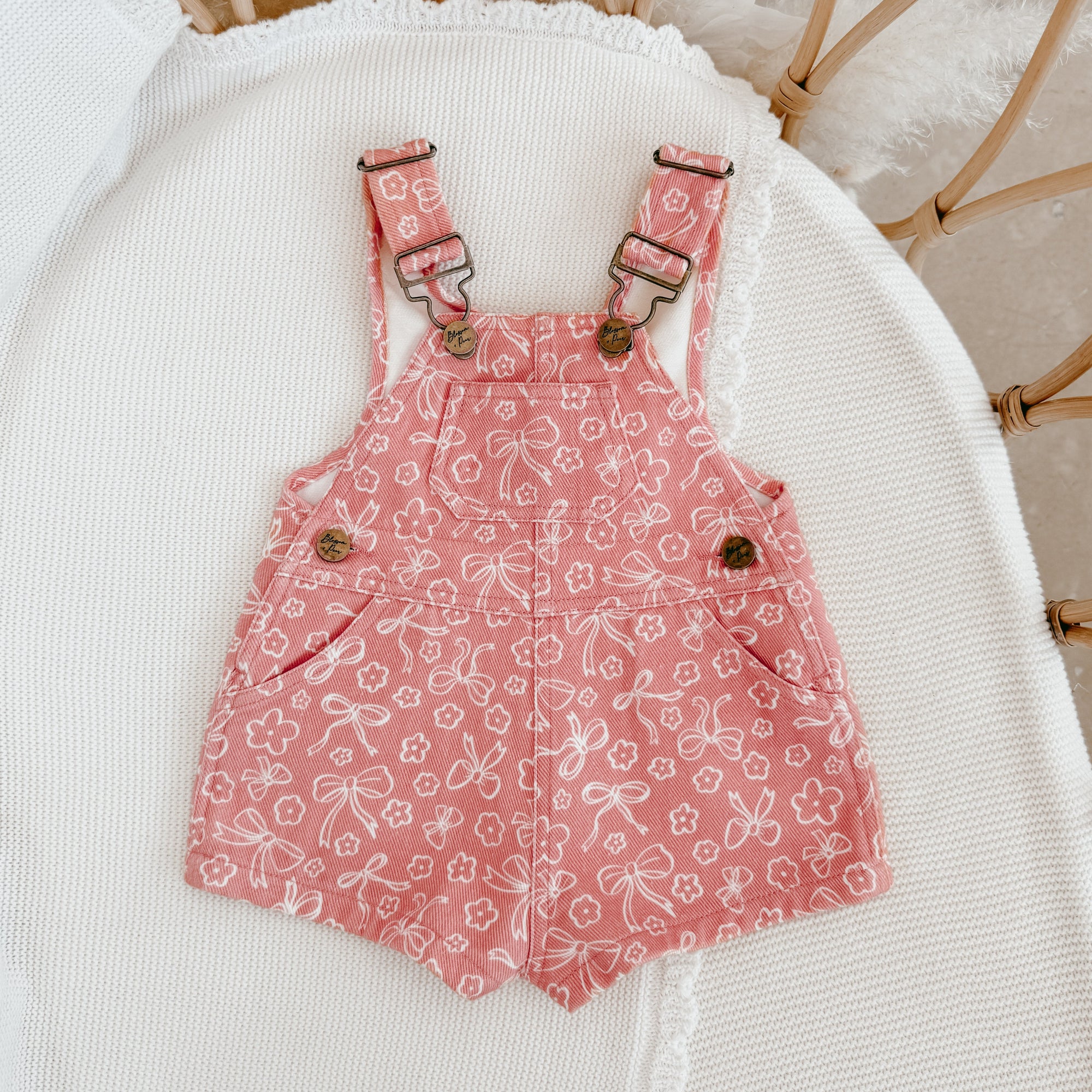 Blooming Bow Denim Shortalls