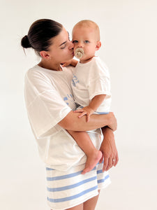 Ladies 'Favourite Days' Tee and Knit Shorts Bundle - White & Blue