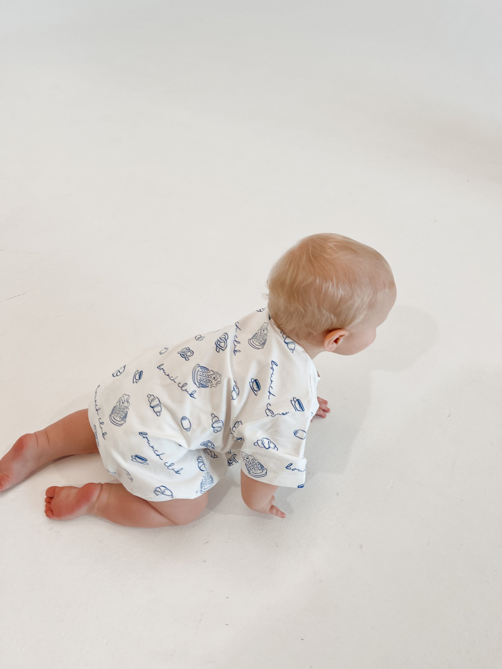 'Brunch Club' Slouch Romper - Blue &amp; White