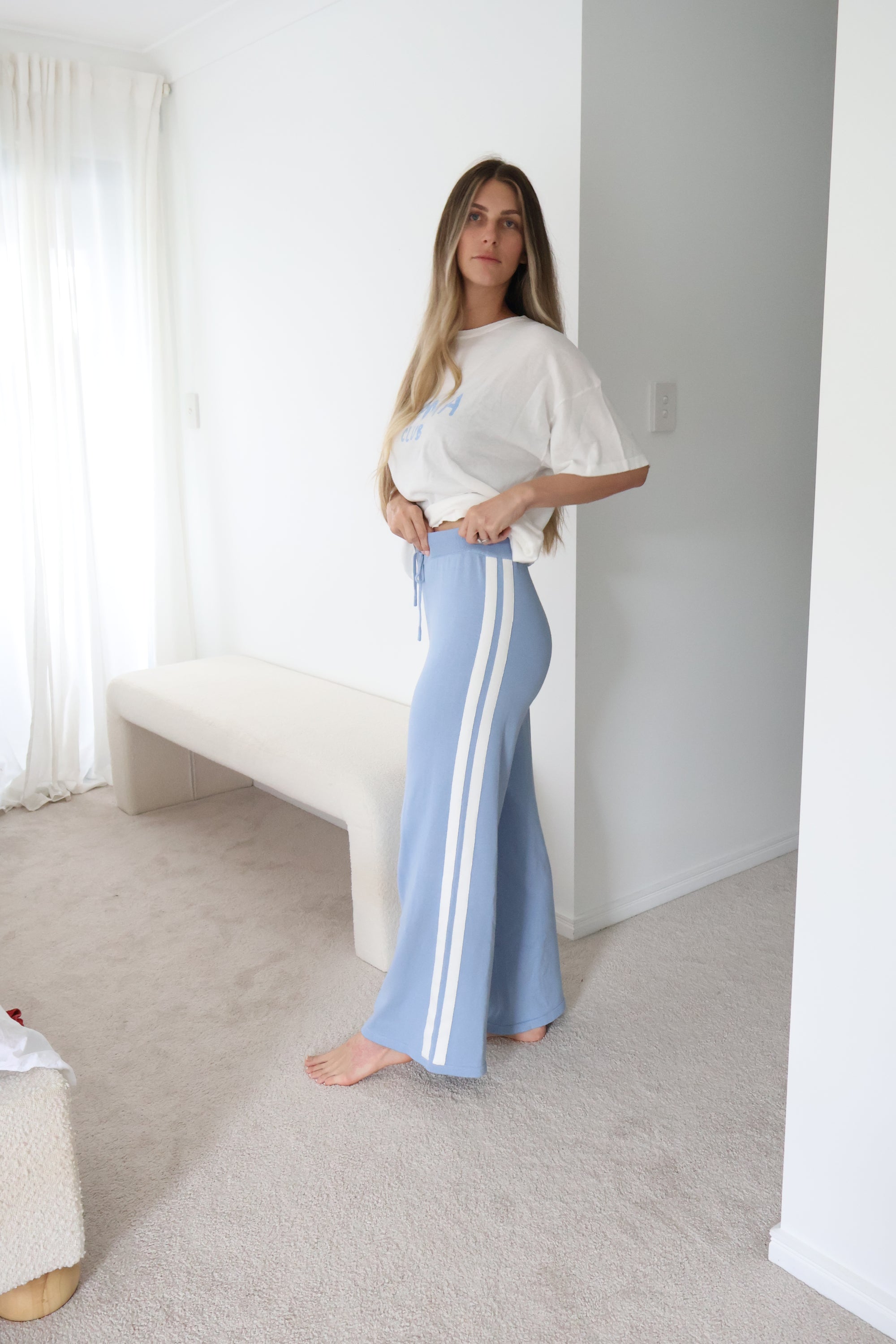 Quinn Pant - Ladies - Blue with White Stripes