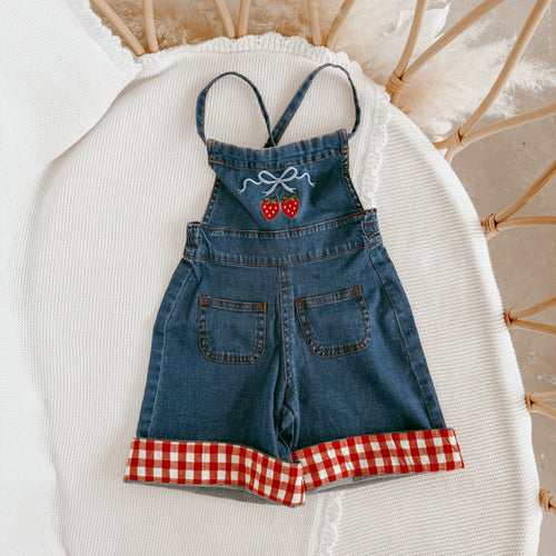 Strawberry Picnic Denim Overalls