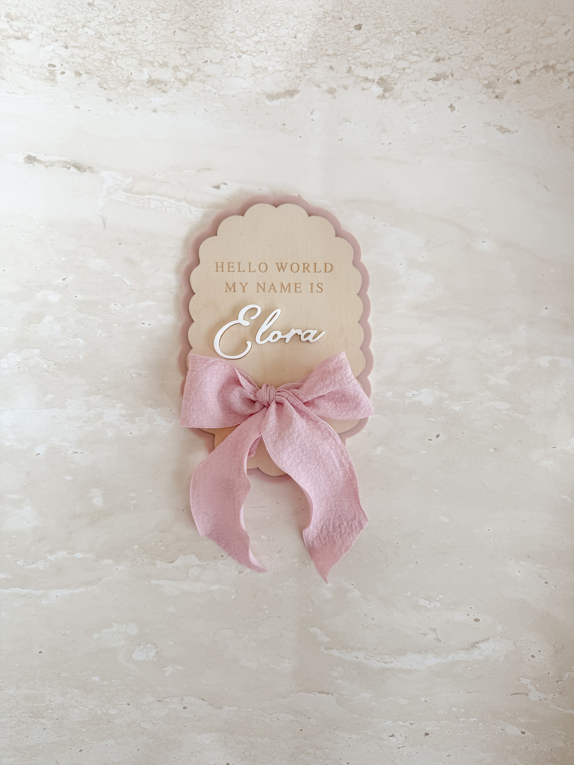 Personalised Oval Scallop Announcement Plaque
