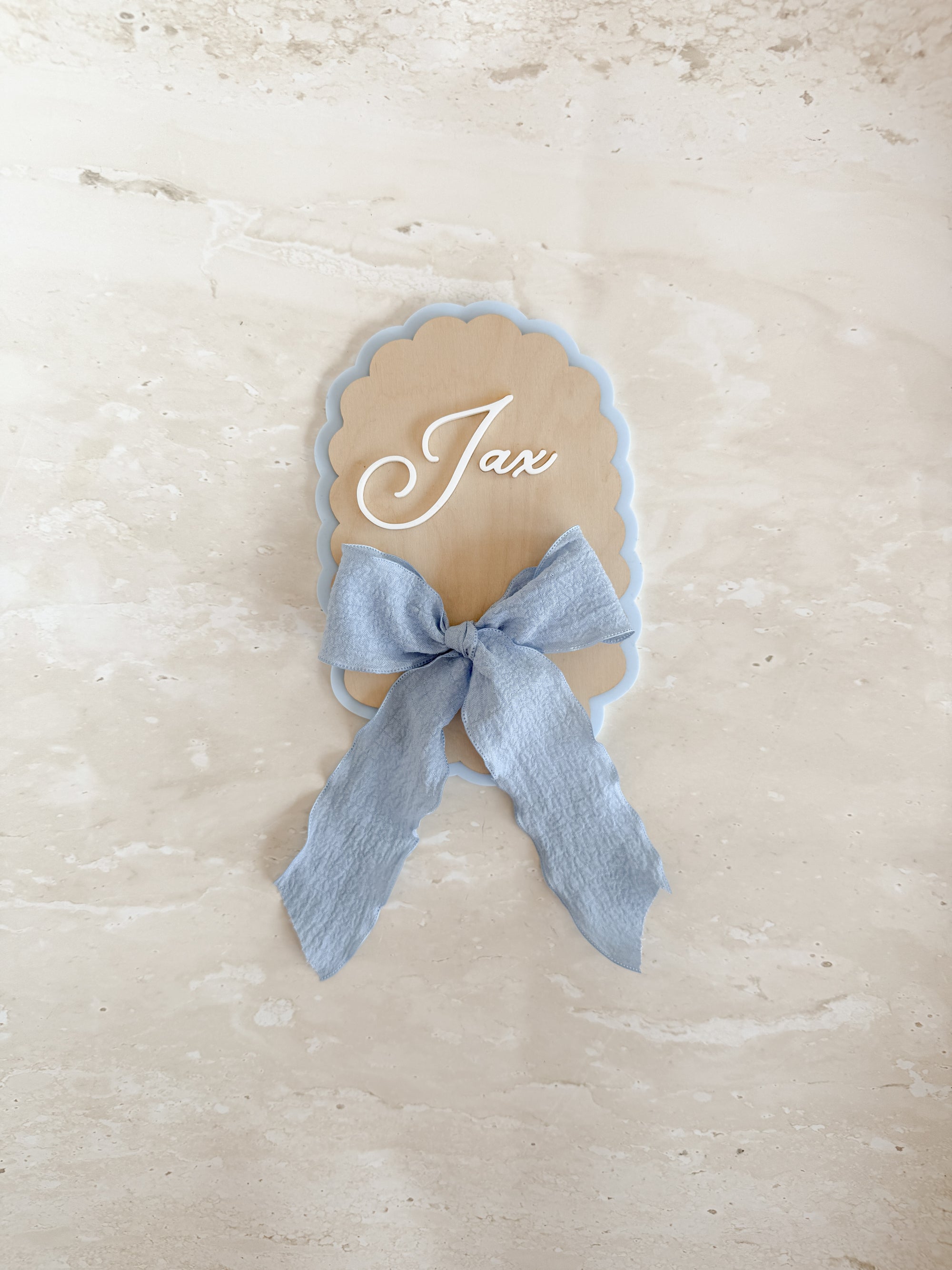 Personalised Oval Scallop Announcement Plaque