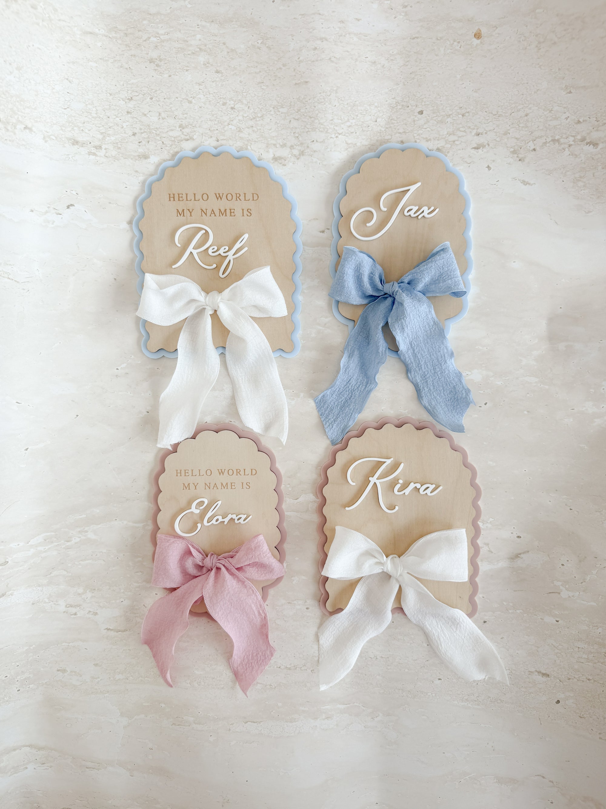 Personalised Oval Scallop Announcement Plaque