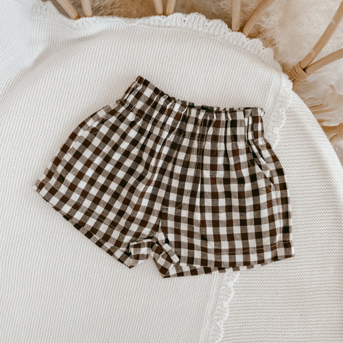 Kids Cocoa Gingham Shorts