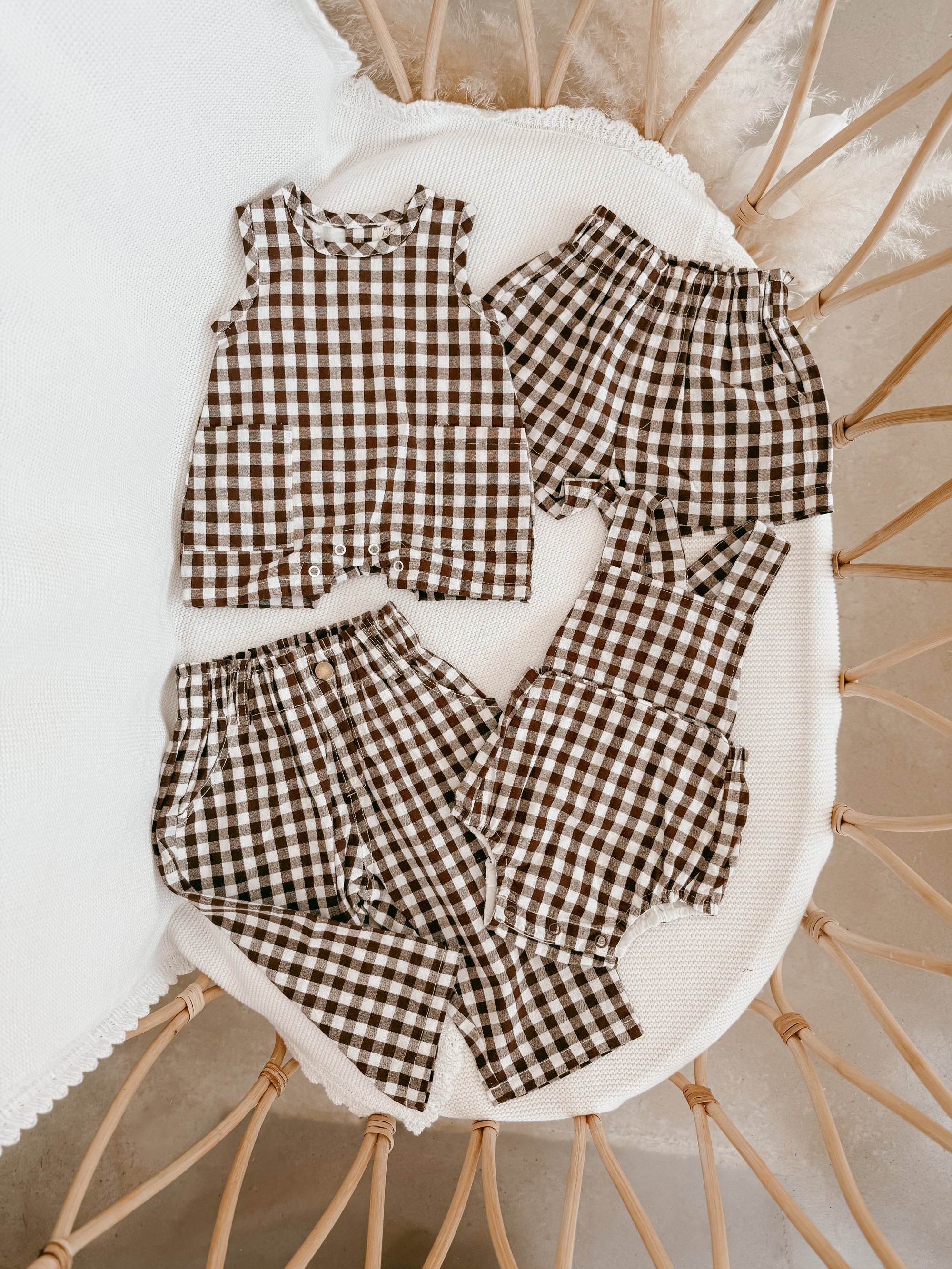 Kids Cocoa Gingham Shorts