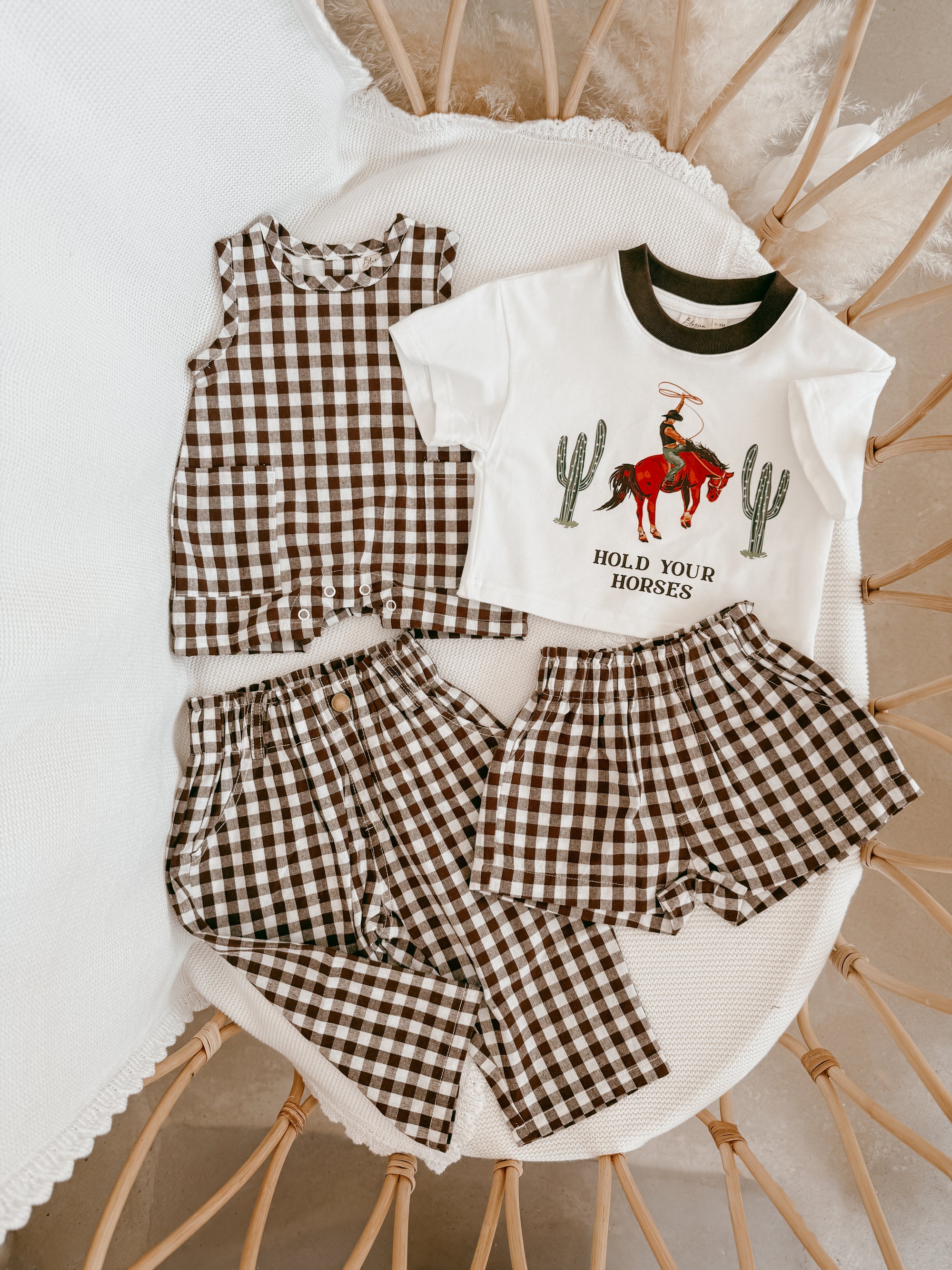 Kids Cocoa Gingham Shorts