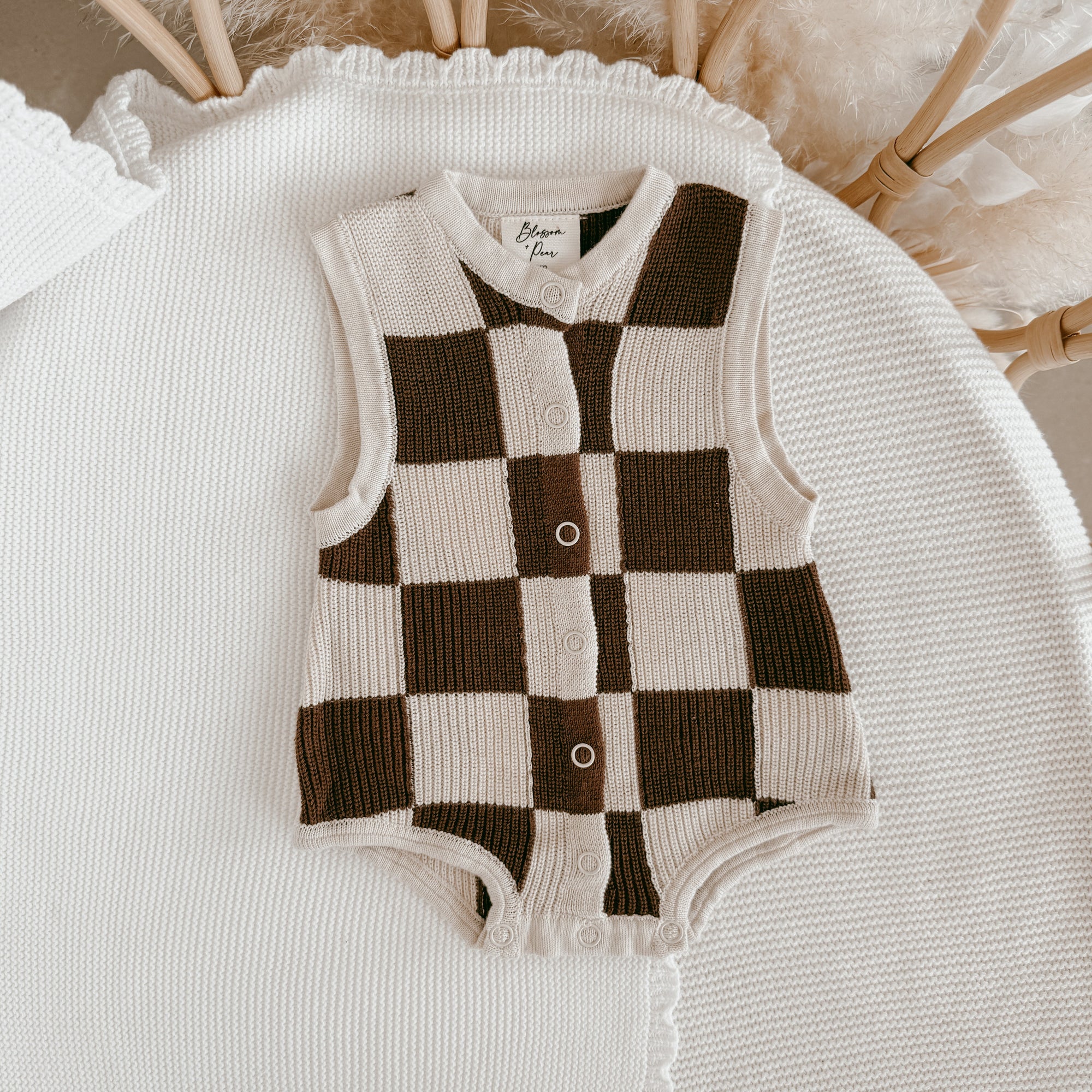 Espresso Check Knit Romper