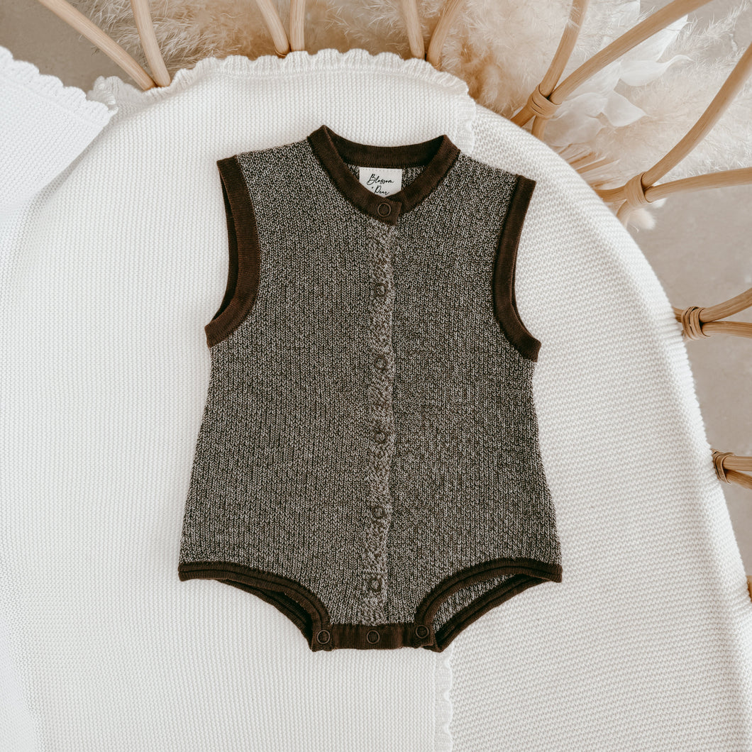 Sprinkle Knit Romper - Espresso