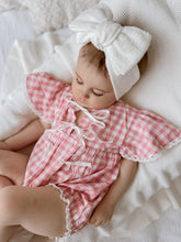 Load image into Gallery viewer, Dorothy Flutter Sleeve Romper - Pink Gingham