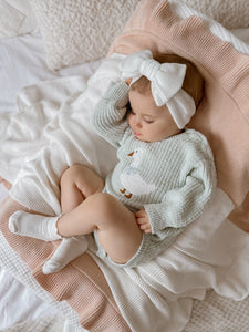Goose Chunky Knit Romper - Periwinkle Blue