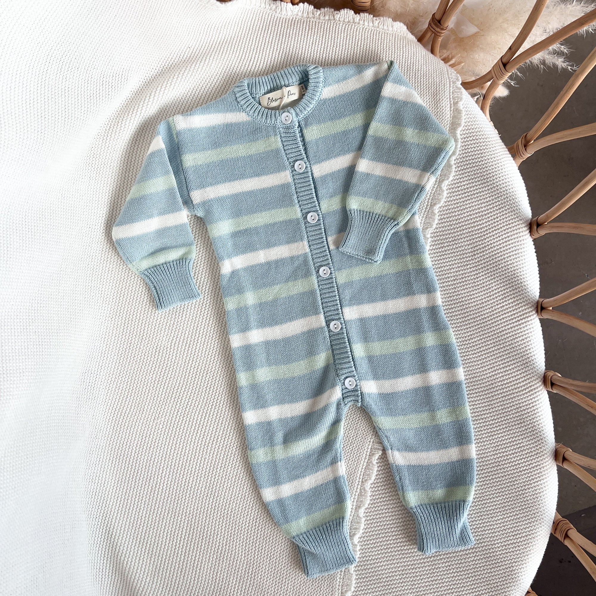 Mint Sherbet Long Sleeve Knit Romper