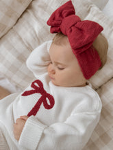 Load image into Gallery viewer, Red Bow Long Sleeve Frill Leg Romper