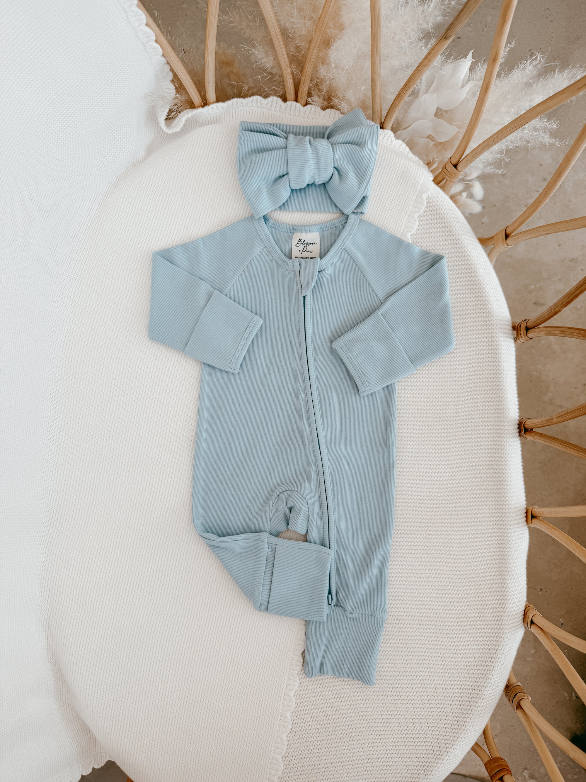 Cotton Growsuit - Baby Blue