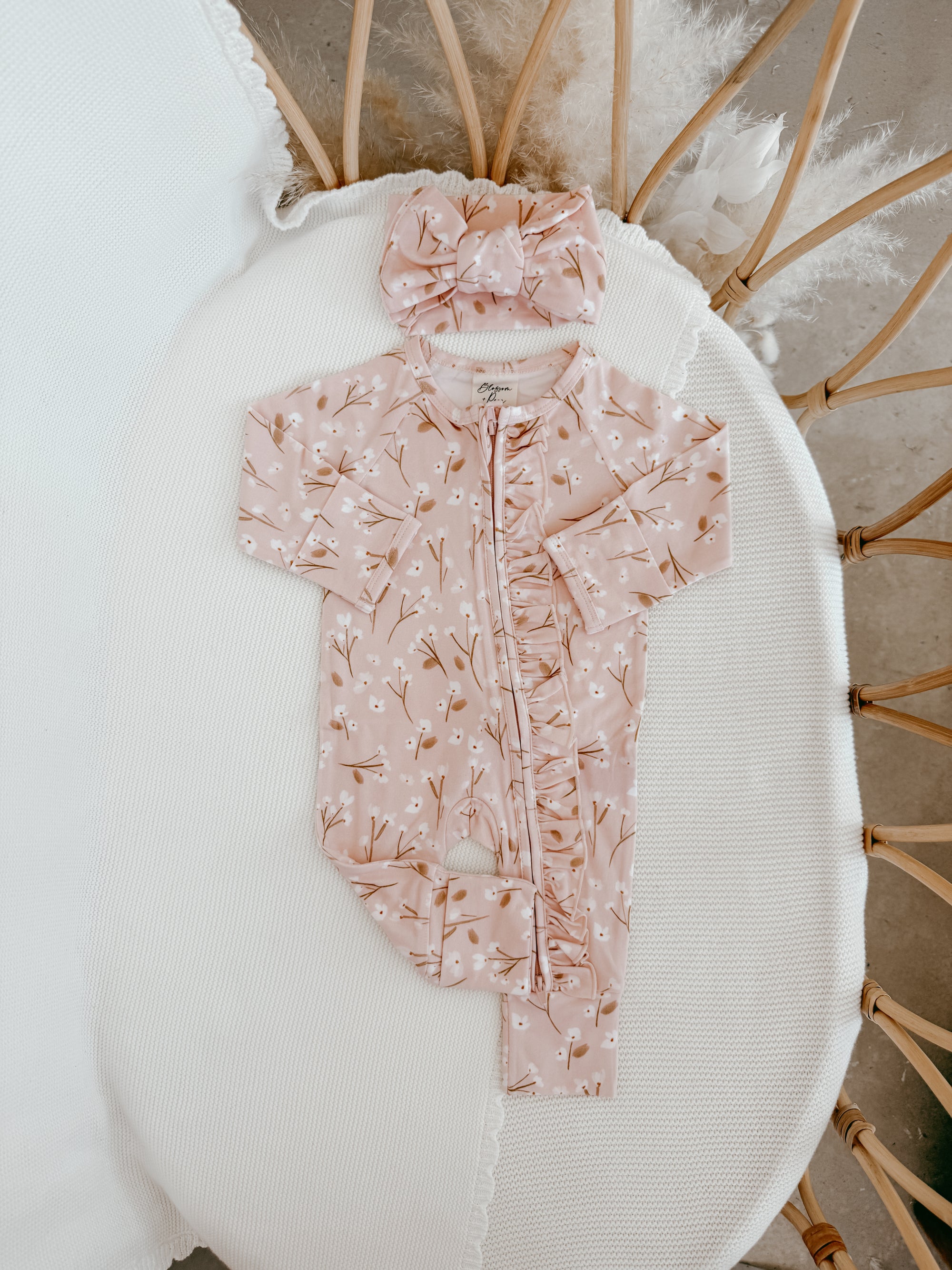 Cotton Growsuit - Blushing Blooms