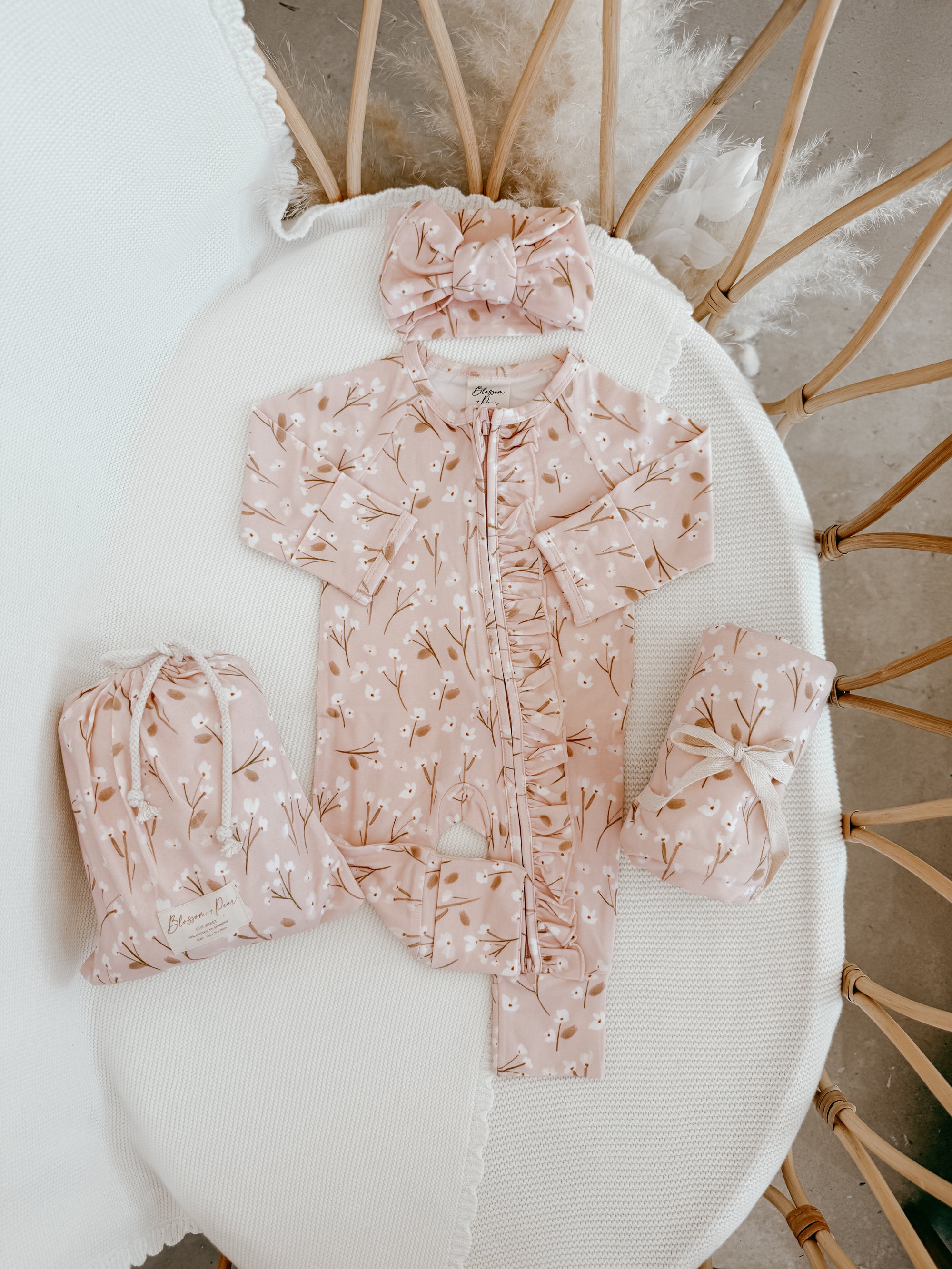 Cotton Growsuit - Blushing Blooms