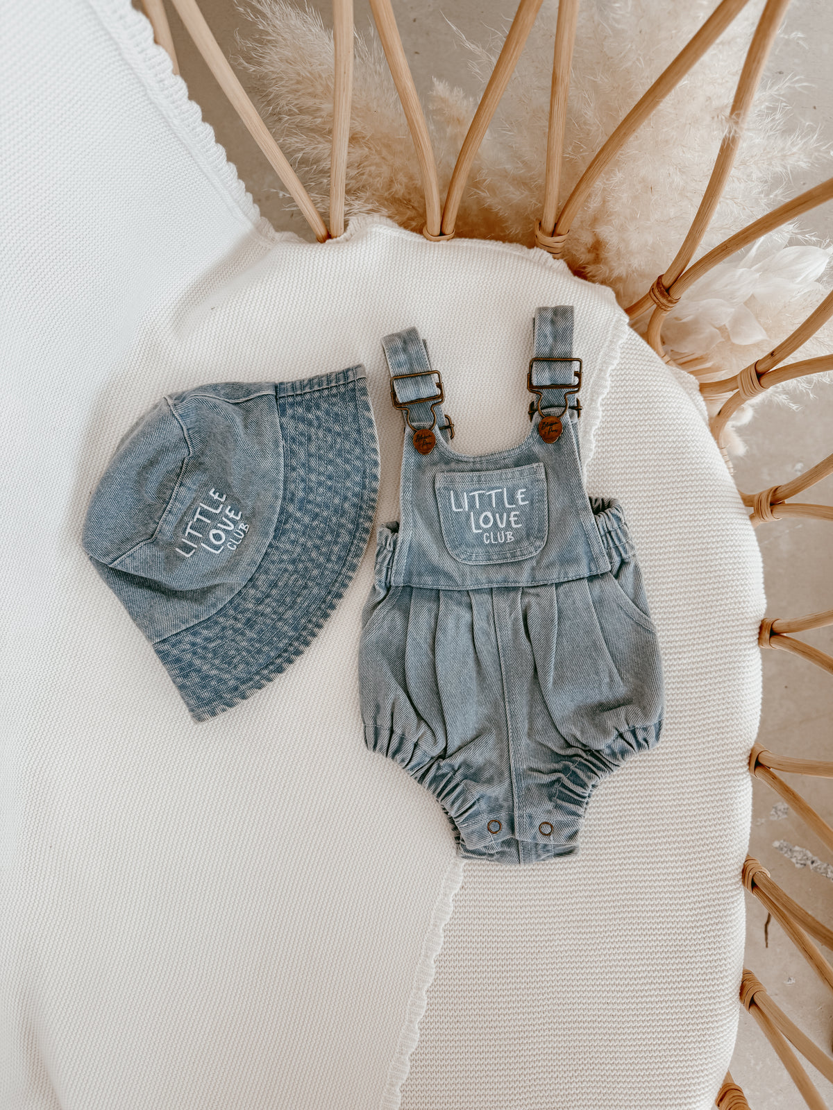 'Little Love Club' Vintage Denim Overall Romper