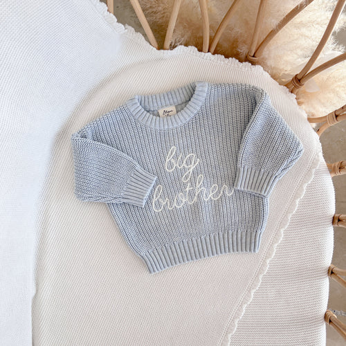 'Big Brother' Mini Knit Sweater - Powder Blue