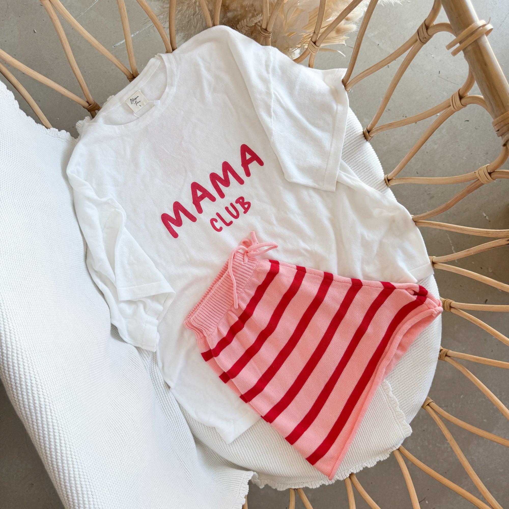'Mama Club' Tee - Red &amp; White
