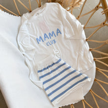 Load image into Gallery viewer, &#39;Mama Club&#39; Tee and Knit Shorts Bundle - White &amp; Blue