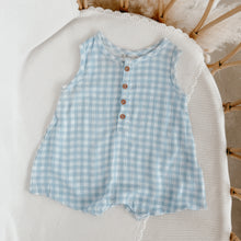 Load image into Gallery viewer, Bluebird Gingham Playsuit (Pre Order Est. Dispatch Mid Feb)