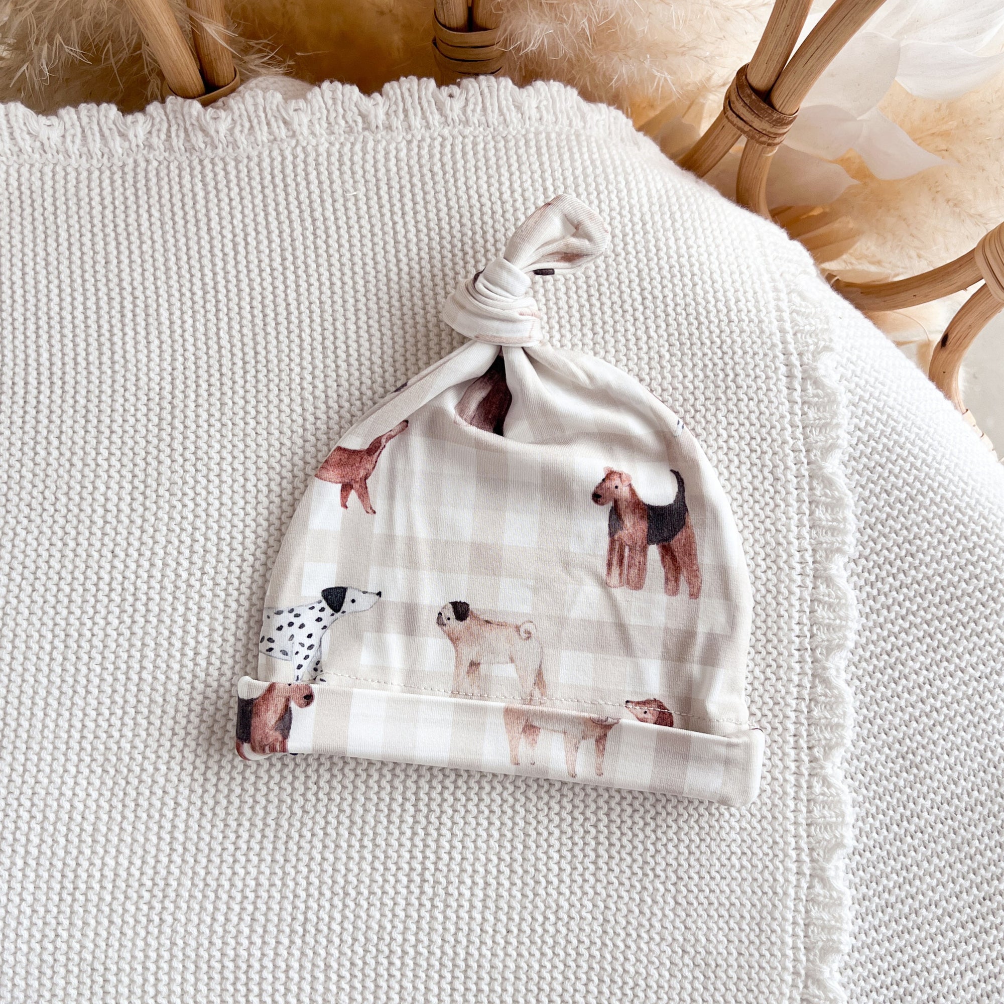 SALE Bamboo Knotted Beanie - Puppy Picnic