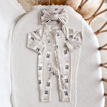 Load image into Gallery viewer, Long Sleeve Bamboo Growsuit &amp; Topknot Bundle - Milk Bottle