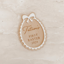 Load image into Gallery viewer, 'First Easter 2026' - Bow - Acrylic Plaque - Personalised
