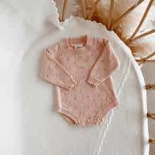Load image into Gallery viewer, The Mabel Pointelle Knit Romper - Pink Lemonade