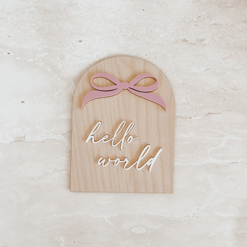 'Hello World' Bow Plaque