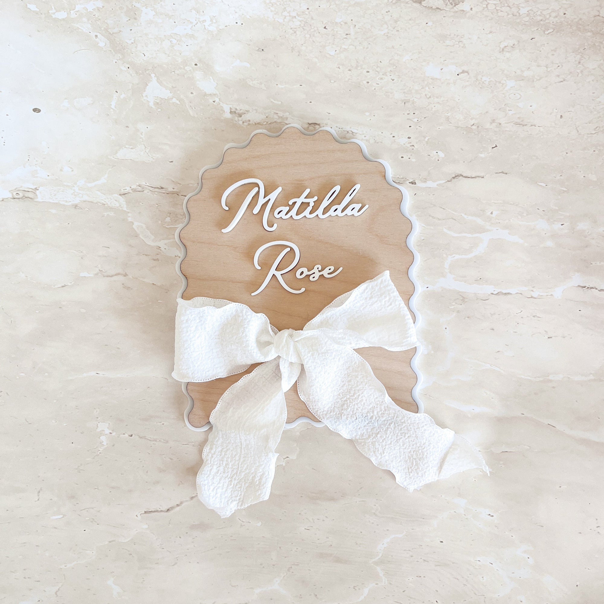 Personalised Arch Scallop Announcement Plaque