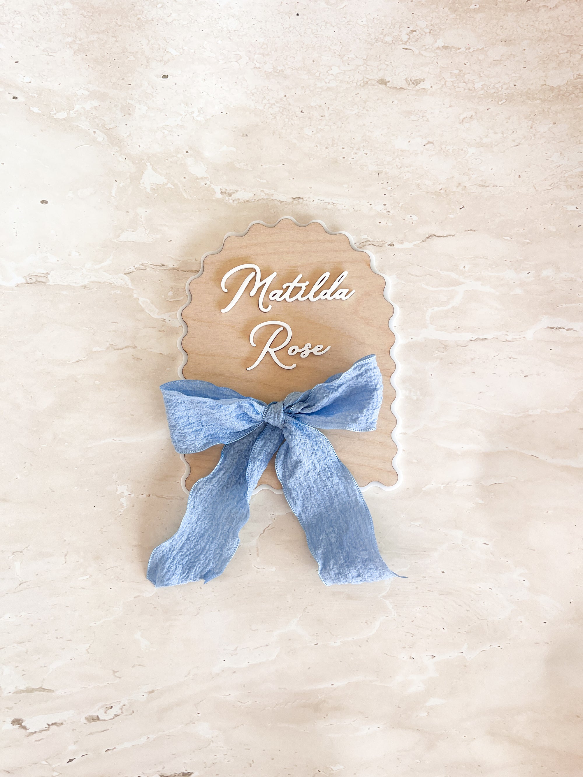 Personalised Arch Scallop Announcement Plaque