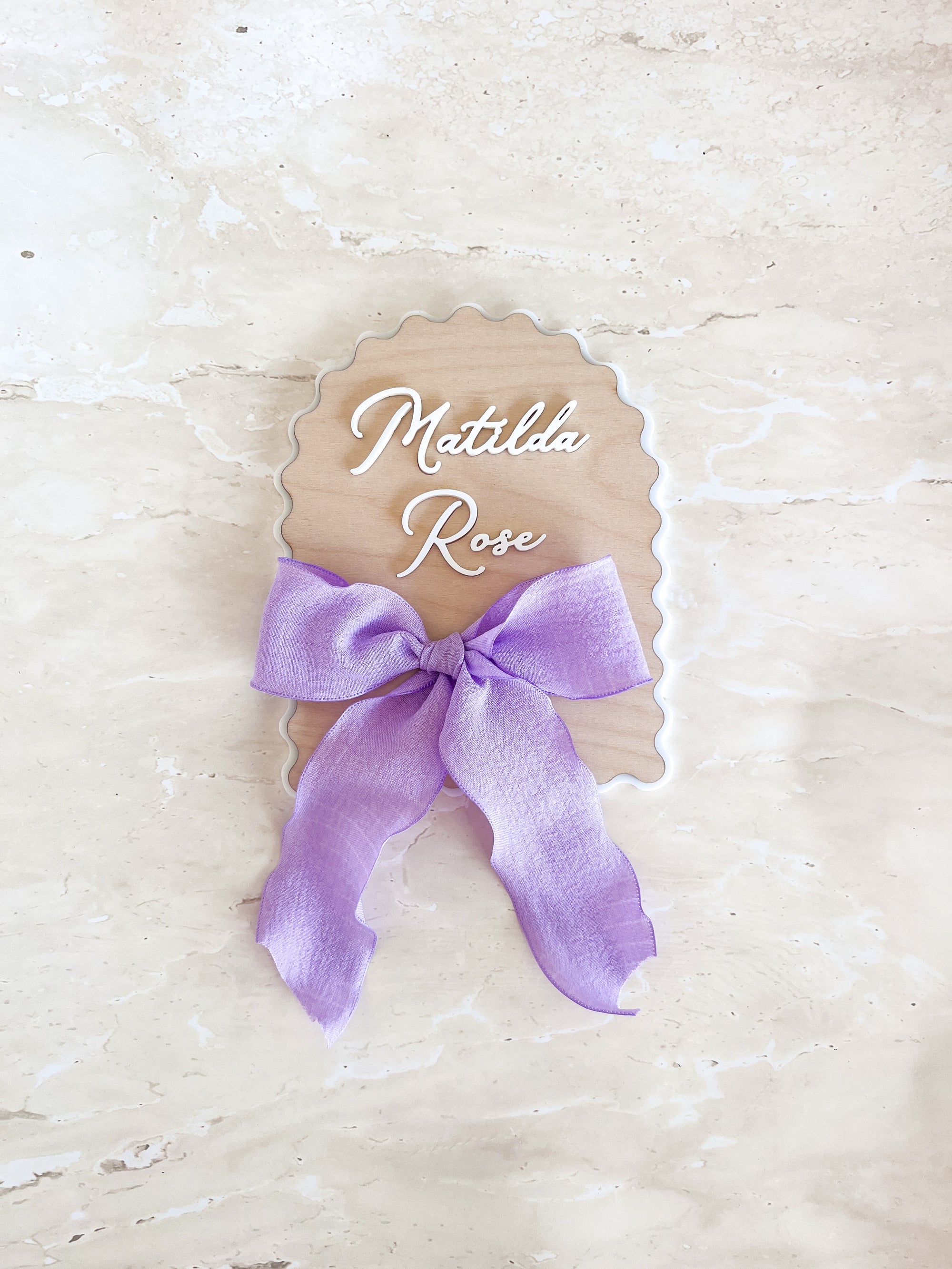 Personalised Arch Scallop Announcement Plaque