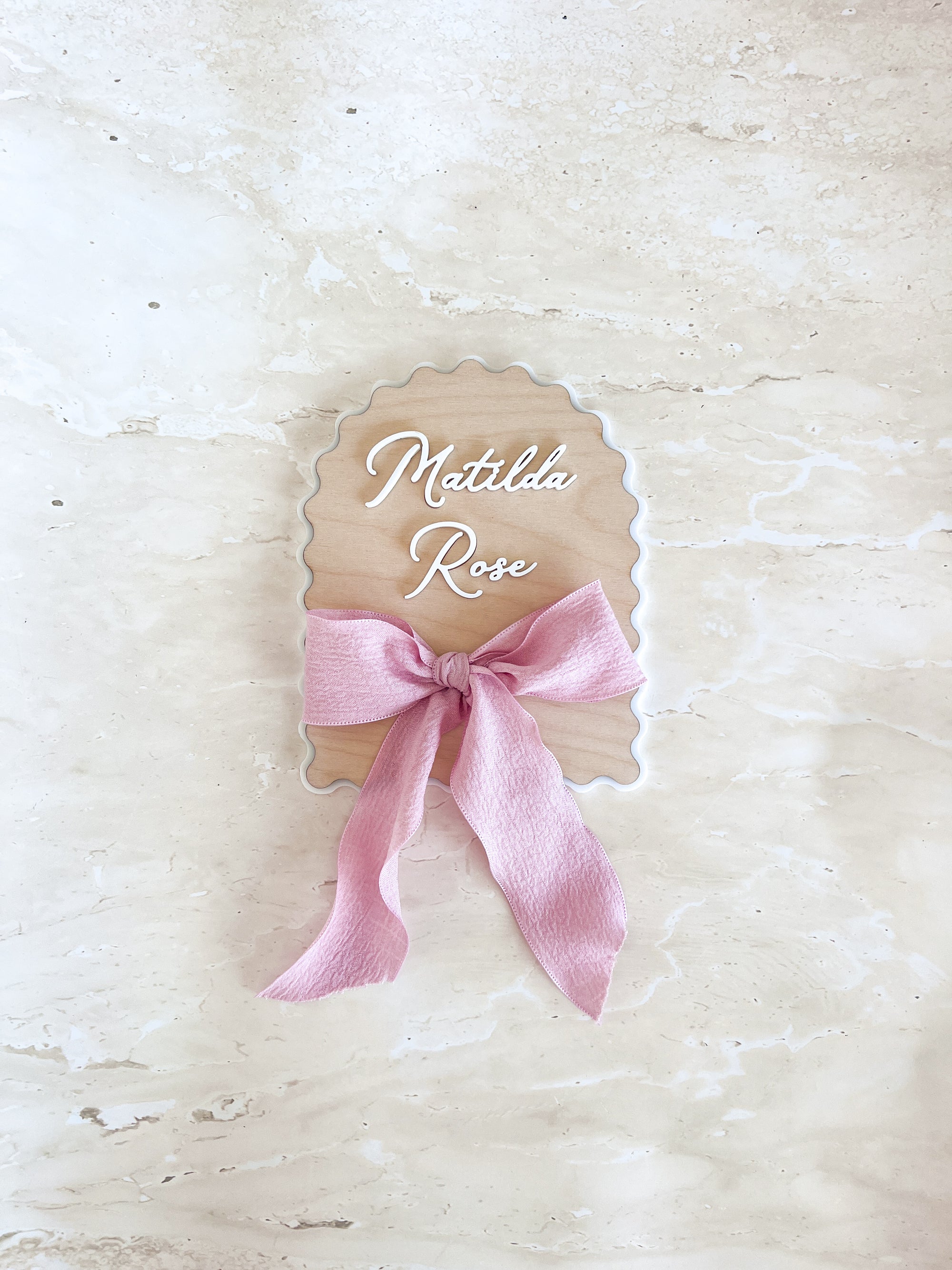 Personalised Arch Scallop Announcement Plaque