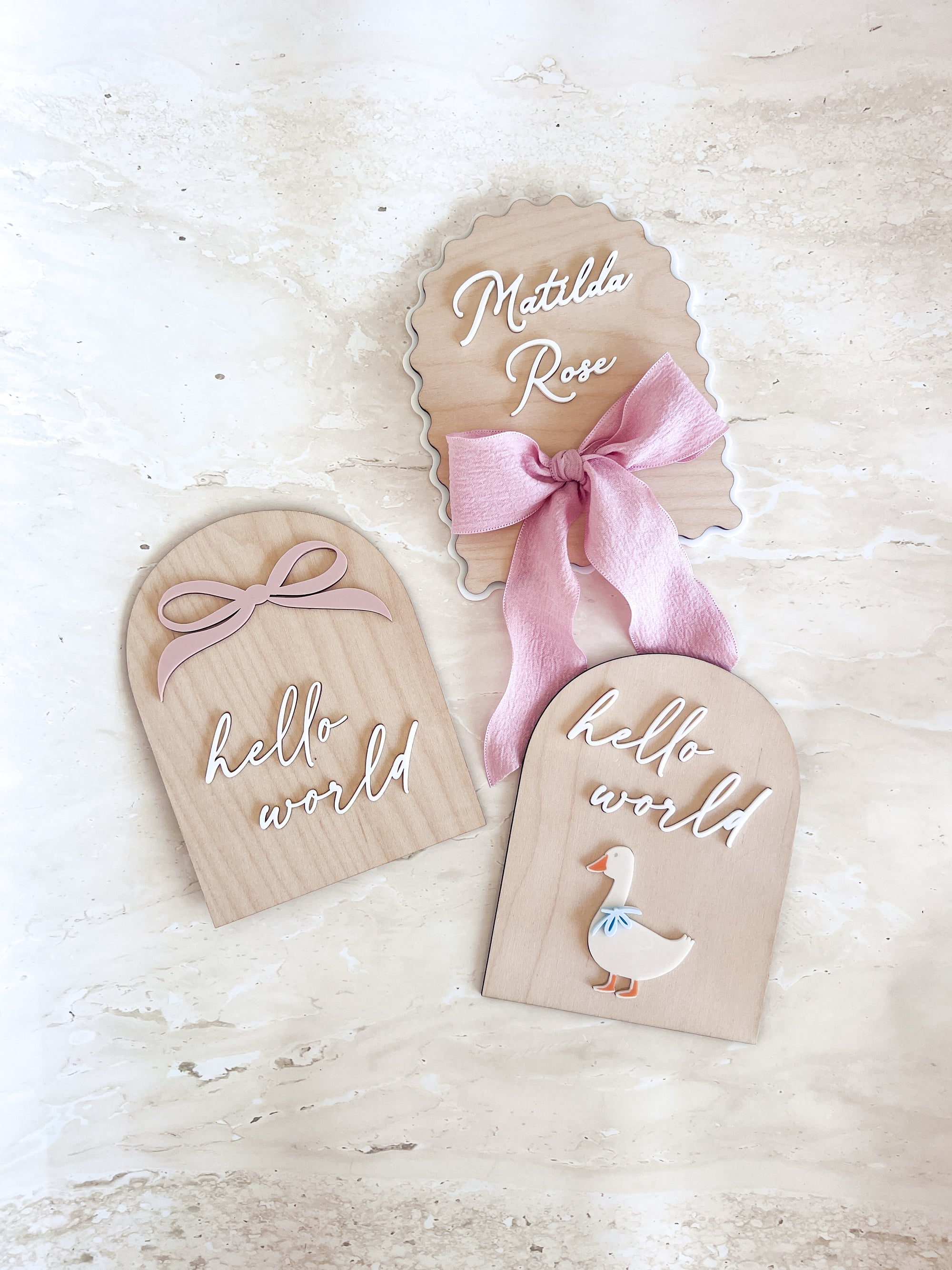 Personalised Arch Scallop Announcement Plaque
