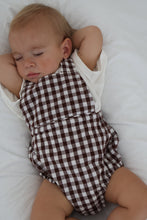 Load image into Gallery viewer, Cocoa Gingham - Cross Back Romper