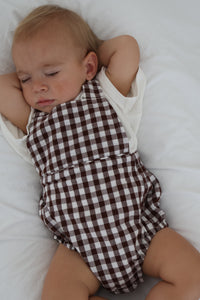 Cocoa Gingham - Cross Back Romper