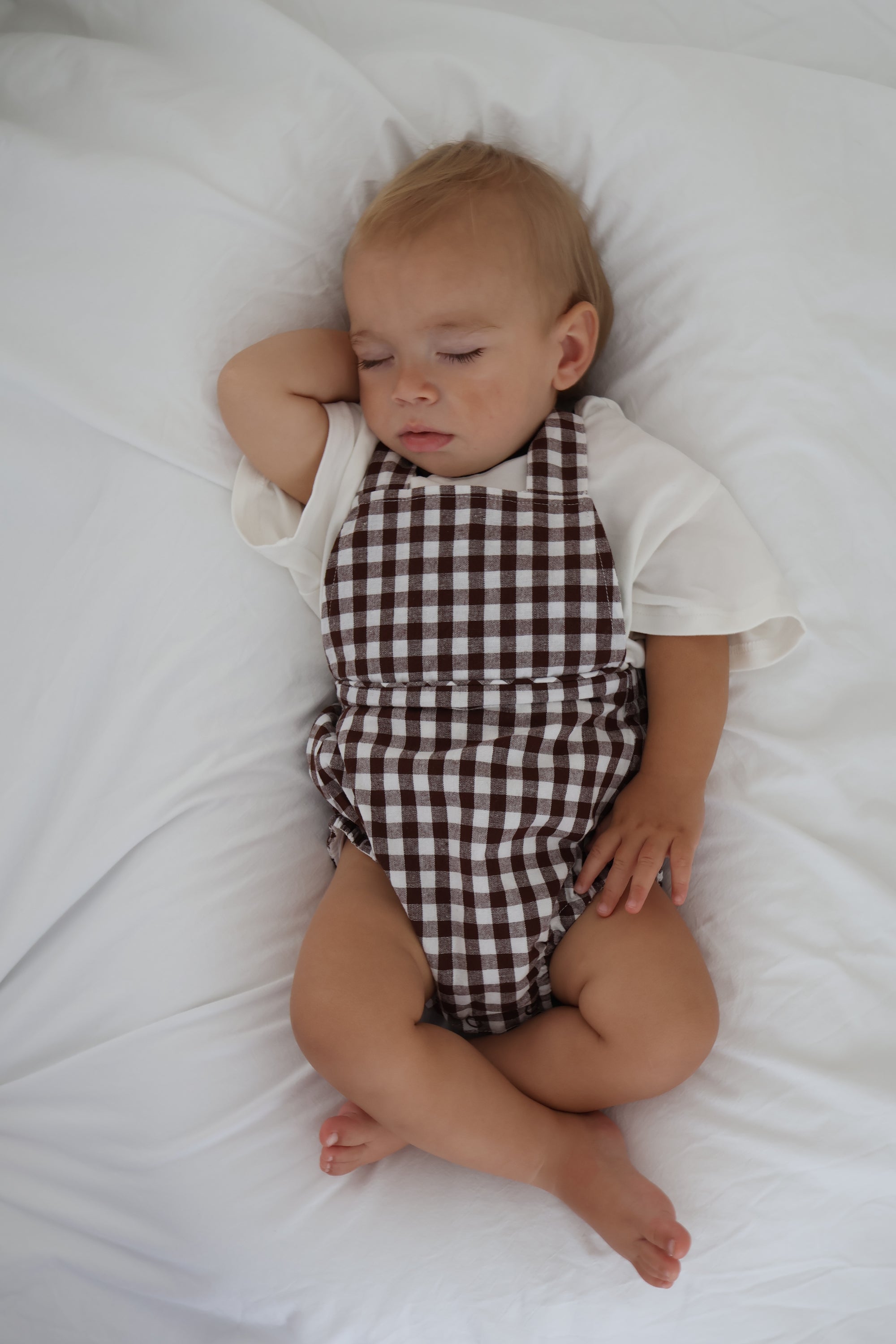 Cocoa Gingham - Cross Back Romper